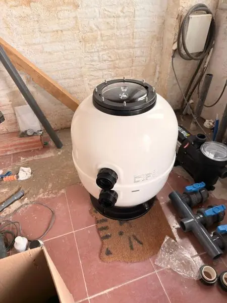 Instalación real de tuberías de depuradora